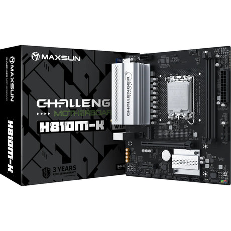 Płyta główna Maxsun MS-Challenger H810M-K WiFi Socket 1851 (czarna, GB-LAN, WLAN, BT, dźwięk, µATX)