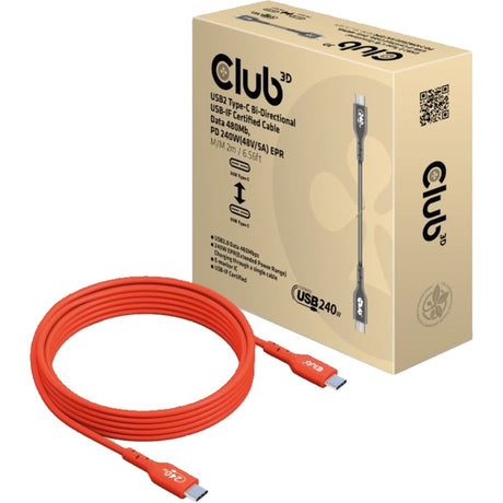 Kabel dwukierunkowy Club 3D USB-C 2.0 (pomarańczowy, 2 metry, 240 W)