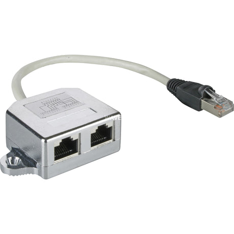 Goobay rozdzielacz kabla rj45 kat.5 f utp t adapter (srebrny, 2x rj45)
