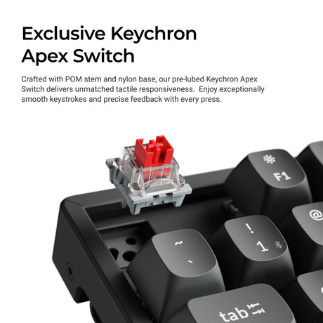 Keychron k8 ultra 8k wireless custom mechanical keyboard (zwart, us lay-out (qwerty), apex red, 80% (tkl), rgb leds, osa double-shot pbt, usb-c | 2.4 ghz | bluetooth 5.2)
