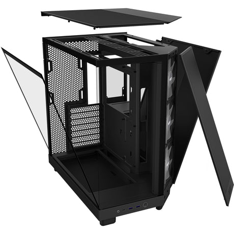 Obudowa midi tower Nzxt h6 flow rgb (czarna | 2x usb-a | 1x usb-c | rgb | szkło hartowane)