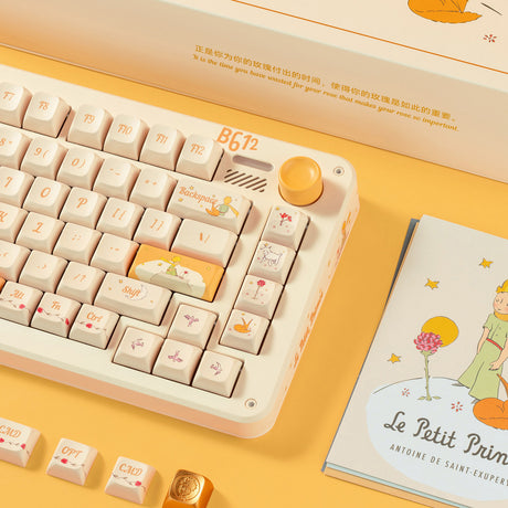 Bezprzewodowa klawiatura mechaniczna Iqunix ZX75 Sunset Ponder (jasnożółta, układ US (QWERTY), Iqunix Little Prince, 75%, diody RGB, możliwość wymiany podczas pracy, podwójny strzał pbt, 2,4 GHz | bluetooth 5.1 | USB-C)