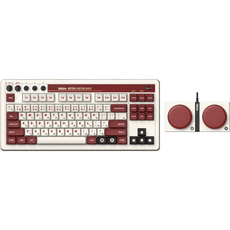 Klawiatura mechaniczna 8bitdo retro edycja rodzinna (beżowy, układ us (qwerty), kailh box biały, 80% (tkl), bluetooth low Energy, bezprzewodowa 2.4g, USB)
