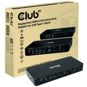 Stacja dokująca Club 3D DisplayPort HDMI Dock 4K60 Hz (czarna, z funkcją KVM)