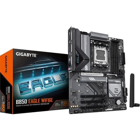 Płyta główna Gigabyte B850 Eagle WiFi6E Socket AM5 (czarno-szara, RAID, GB-LAN, WiFi 6e, BT, Sound, ATX)