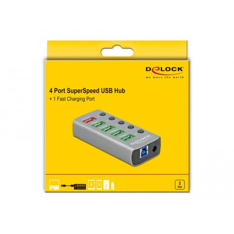 Delock 4-portowy koncentrator USB 3.2 gen 1 (szary)
