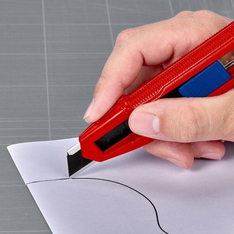 Uniwersalny nóż do cięcia pudełek Knipex Cutix (czerwony niebieski, w zestawie ostrza noża 2)