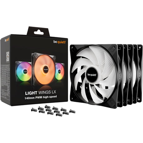 Bądź cicho! szybkie wentylatory RGB Light Wings lx pwm (czarne, 3 sztuki, 140 x 140 x 25 mm)