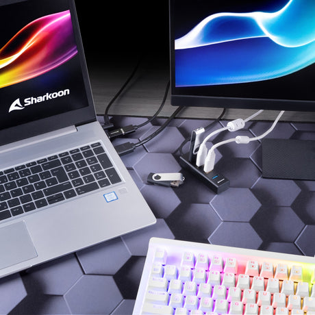 Sharkoon 4-portowy aluminiowy koncentrator USB 3.2 gen. 1 (czarny)