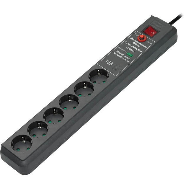 Brennerstuhl secure-tec 19500a +ochrona przeciwprzepięciowa 6x gniazdo (antracyt, 1159540376, na 6 wtyczek)