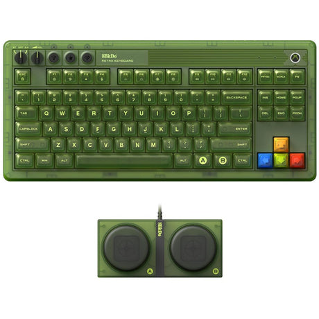 Klawiatura mechaniczna 8bitdo retro 87 - edycja xbox (zielona, układ us (qwerty), kailh box jellyfish x, 80% (tkl), nasadki klawiszy abs, bluetooth 5.0, bezprzewodowa 2.4g, usb)