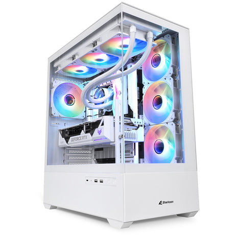 Obudowa midi tower Sharkoon ak6 rgb (biała | 2x usb-a | 1x usb-c | rgb | szkło hartowane)