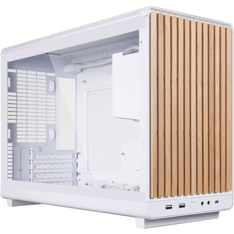 Lian li a3-matx biała (edycja drewniana) obudowa midi tower (biały kolor drewna | 2x USB-A | 1x USB-C | szkło hartowane)
