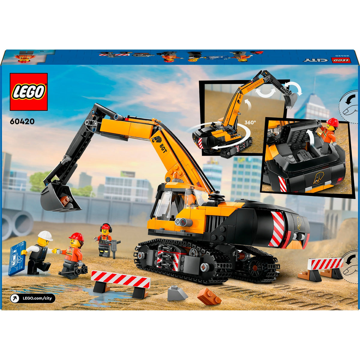 Lego City - żółta zabawka budowlana koparka (60420)
