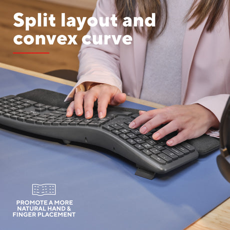 Ergonomiczna klawiatura bezprzewodowa Trust Keyra (czarna, układ US (QWERTY), 100%, 2,4 GHz USB | Bluetooth)