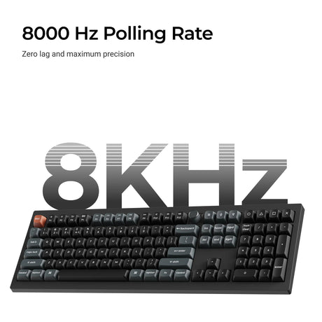 Bezprzewodowa, niestandardowa klawiatura mechaniczna Keychron v6 ultra 8k (czarna, układ amerykański (qwerty), jedwabny pom czerwony, 100%, rgb, hot swap, 2,4 ghz | bluetooth 5.3 | usb-c)