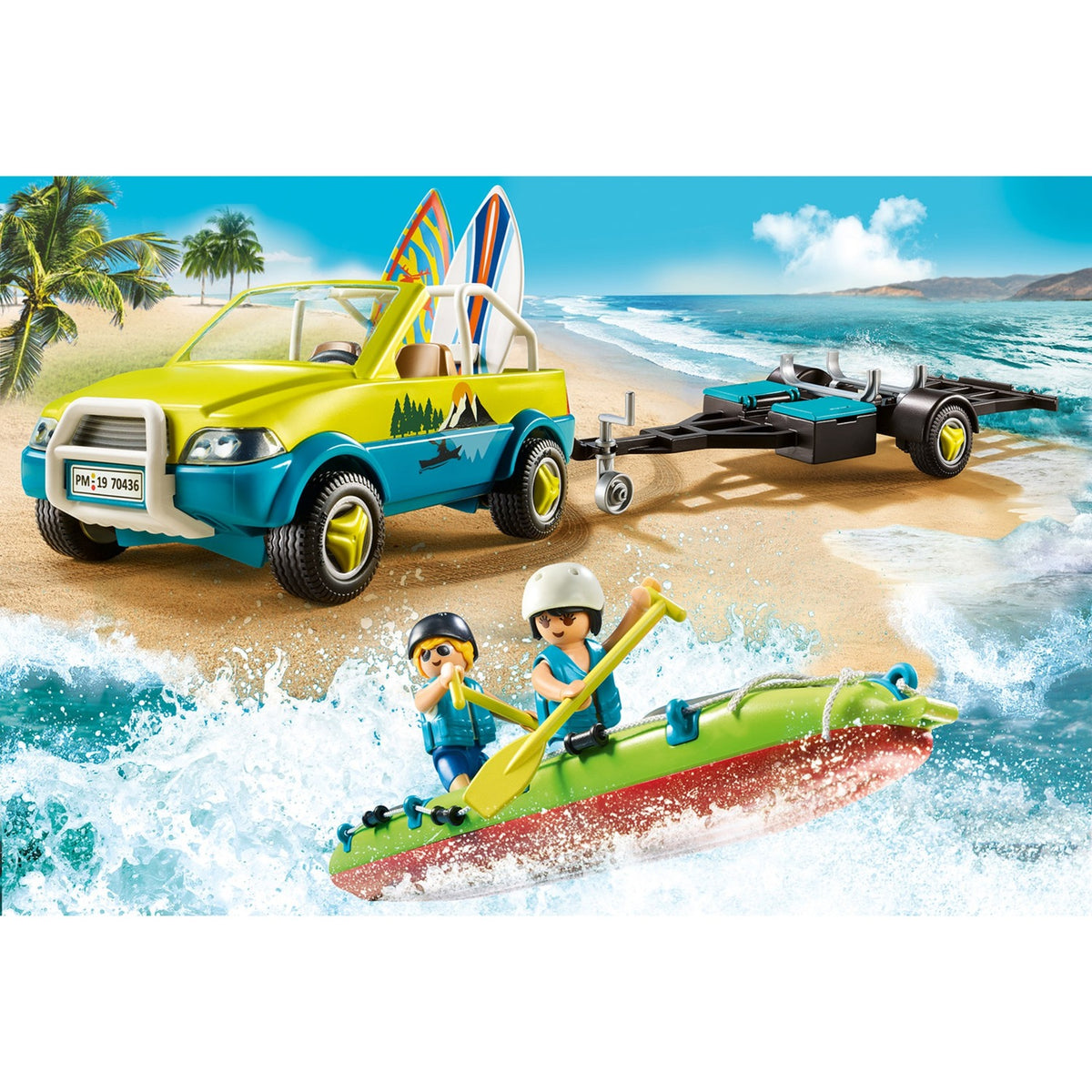 Playmobil rodzinna zabawa - wózek plażowy z zabawkami do budowy kajaków (70436)