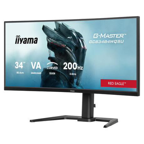 Iiyama G-Master Red Eagle GCB3484WQSU-B2 34 zakrzywiony monitor do gier Ultrawide (czarny, HDMI, DisplayPort, USB, audio, AMD Free-Sync, tryb podwójny)