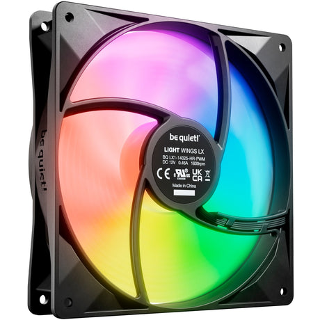 Bądź cicho! szybkie wentylatory RGB Light Wings lx pwm (czarne, 3 sztuki, 140 x 140 x 25 mm)