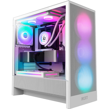 Obudowa midi tower Nzxt h5 flow rgb v2 (biała | 1x usb-a | 1x usb-c | rgb | szkło hartowane)