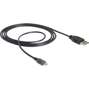 Delock USB-A > micro USB-B z kablem LED (czarny, 1,5 metra)