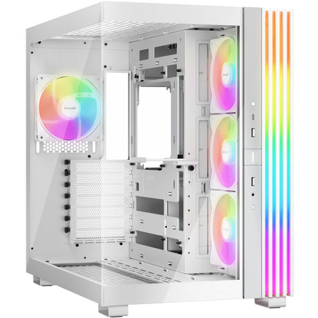 Bądź cicho! podstawa świetlna 600 lx obudowa midi tower (biała | 2x USB-A | 1x USB-C | RGB | szkło hartowane)
