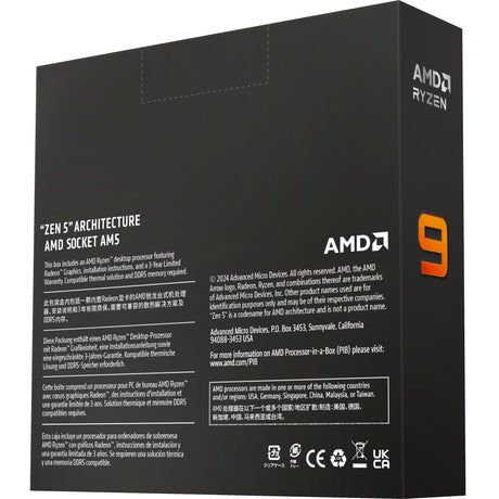 Procesor AMD Ryzen 9 9950x, 4,4 GHz (5,7 GHz Turbo Boost) z gniazdem AM5 (odblokowany, w pudełku)