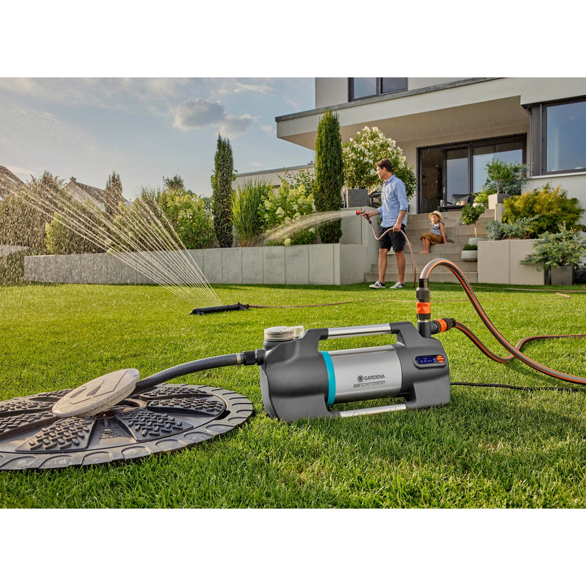 Pompa do podlewania Gardena 6500 cichycomfort (ciemnoszara stal nierdzewna, 1300 watów | Bluetooth)
