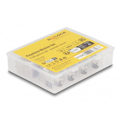 Delock moduł Keystone gniazdo rj45 do lsa cat 6a bez użycia narzędzi, 8 sztuk (wielokolorowe)