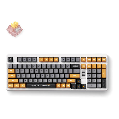 Terapia Mchose x unbox - klawiatura mechaniczna ut98 (100%, terapia retro, przełącznik Silent Peach v3, RGB, Hot Swap, 2,4 GHz | USB-C | Bluetooth)