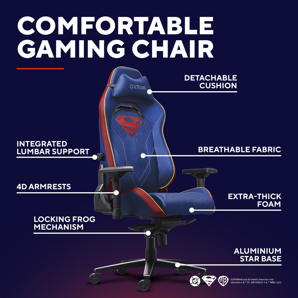 Fotel gamingowy Trust GXT 721SM Ruya Pro Superman (niebieski czerwony)