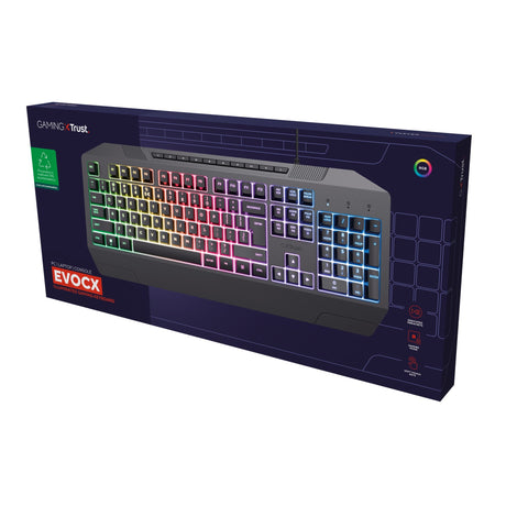 Klawiatura do gier Trust GXT 836 EVOCX RGB (czarna, układ US (QWERTY), membrana, 100%, RGB)