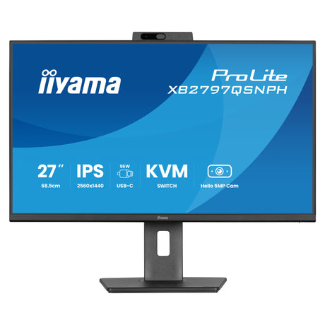 Monitor Iiyama prolite xb2797qsnph-b1 27 (czarny, hdmi, displayport, usb-c, lan, audio, kamerka internetowa)