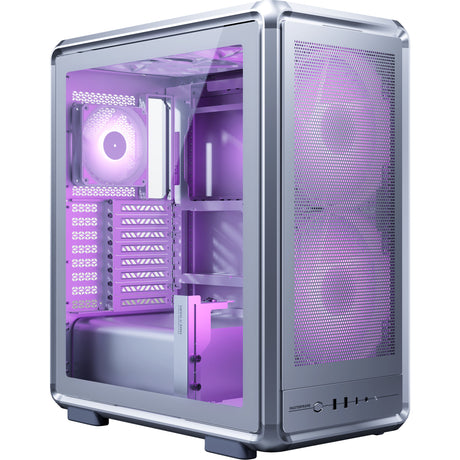 Cooler master masterframe 500 mesh argb obudowa midi tower (srebrna | 2x USB-A | 1x USB-C | RGB | szkło hartowane)