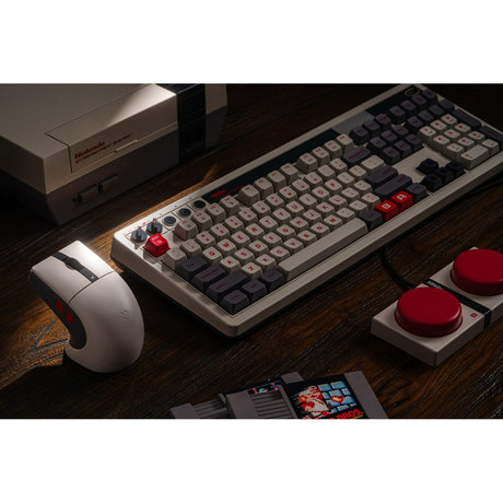 Mysz 8bitdo retro r8 - edycja n (szary czerwony, 50 - 26000 dpi, Bluetooth USB-C 2,4 GHz)