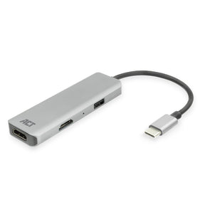 Łączność Act Wieloportowy adapter USB-C 4K do 2 ekranów HDMI, port danych USB-A (aluminium)