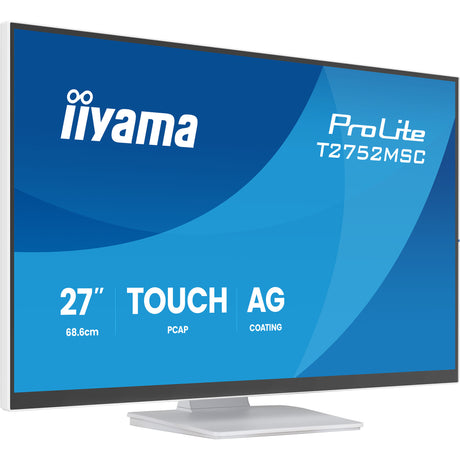 Iiyama prolite t2752msc-w1ag 27 monitor dotykowy (biały (matowy), 100 Hz, HDMI, Display Port, USB 3.2 gen 1, audio, ekran dotykowy)