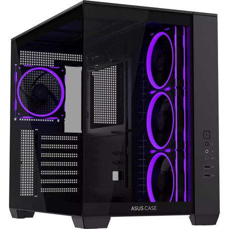 Obudowa midi tower Asus a32 plus (czarna | 2x USB-A | 1x USB-C | RGB | szkło hartowane)