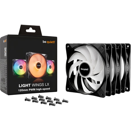 Bądź cicho! szybkie wentylatory RGB Light Wings lx pwm (czarne, 3 sztuki, 120 x 120 x 25 mm)