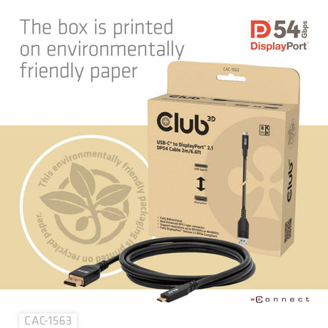 Dwukierunkowy kabel Club 3D USB-C na DisplayPort 2.1 DP54, 8K120 Hz 2 m (czarny)