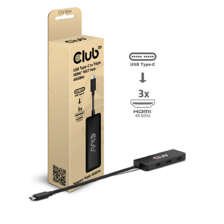 Adapter Club 3D z USB-C na potrójny koncentrator HDMI MST 4K60 Hz (czarny)