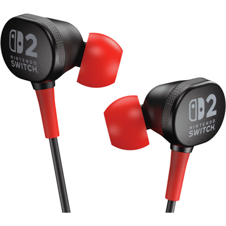 Przewodowe słuchawki douszne Powera do Nintendo Switch 2 douszne (czarno-czerwone, Nintendo Switch 2, Nintendo Switch, Nintendo Switch - model OLED, Nintendo Switch Lite)