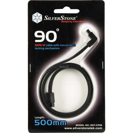 Kabel Silverstone sata iii 50cm (czarny, 6gb s, złącze 90°, cp08)
