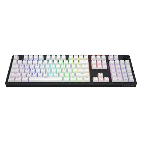 Hator skyfall wireless rgb mechanisch gaming toetsenbord (zwart, us lay-out (qwerty), hator aurum lemon, 100%, rgb, double shot abs, hot-swap, 2.4ghz bluetooth usb-c)