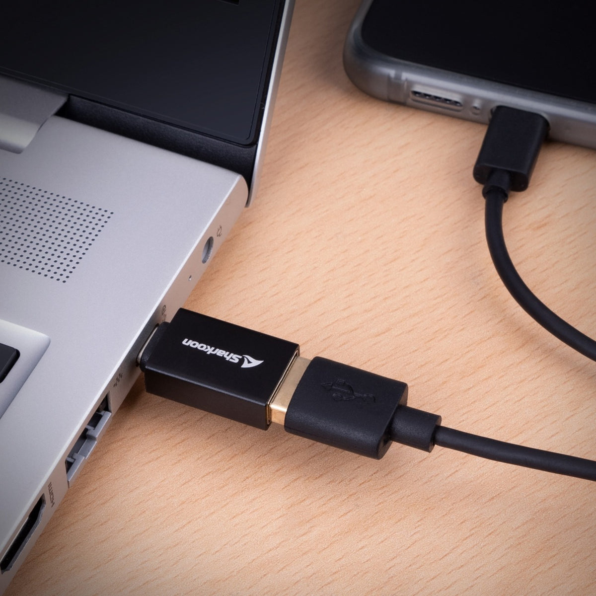 Adaptery Sharkoon officepal USB-C (czarne)