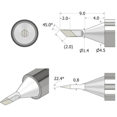 Grot lutowniczy Ifixit fixhub w kształcie noża, lutownica 1,4 mm (srebrna)
