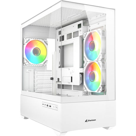 Obudowa mini tower Sharkoon mk6 rgb (biała | 2x usb-a | 1x usb-c | rgb | szkło hartowane)