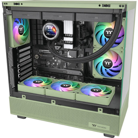 Thermaltake ct120 ex Reverse argb Sync wentylator chłodzący komputer Matcha Green (zestaw 3 wentylatorów) wentylatory do obudowy (jasnozielony, 3 sztuki, 120 x 120 x 25 mm, pwm)