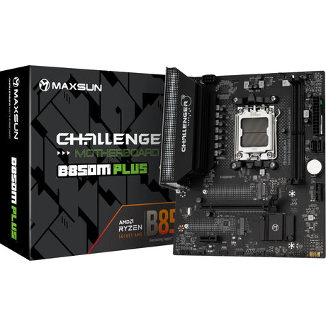 Płyta główna Maxsun MS-Challenger B850M Plus WiFi Socket AM5 (czarna, RAID, GB-LAN, WLAN, BT, Sound, µATX)