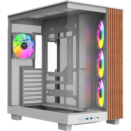 Obudowa Thermaltake View 380 XL WS ARGB MIDI Tower (biały kolor drewna | 2x USB-A | 1x USB-C | RGB | szkło hartowane)